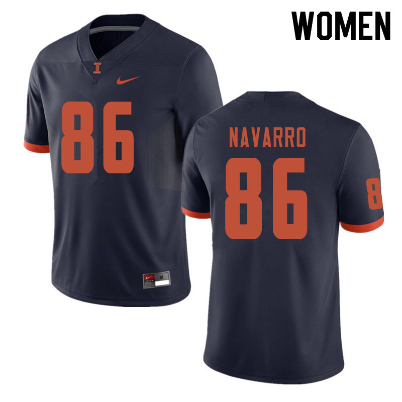 Women #86 Donny Navarro Illinois Fighting Illini College Football Jerseys Sale-Navy